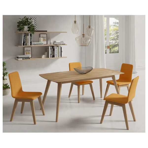 Essgruppe Nami 5-teilig 180 x 90cm Gelb/Braun/Terracotta Buche Hell