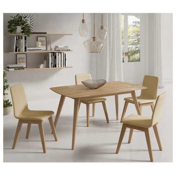Essgruppe Nami 5-teilig 140 x 80cm Braun/Beige/Beige Buche Hell