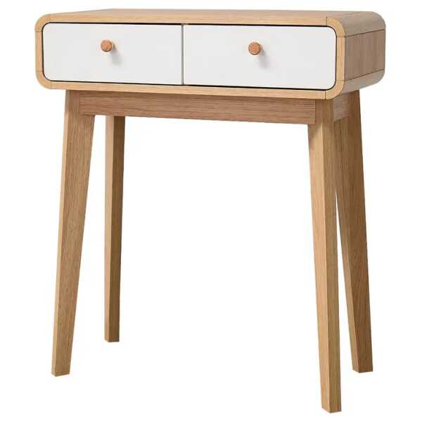 Konsolentisch 65 x 76 x 30cm Weiß/Beige/Weiß/Eiche Dekor