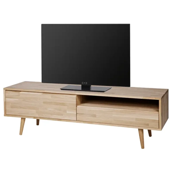 TV-Lowboard Kabane Massivholz Eiche, lackiert Braun/Beige 150cm