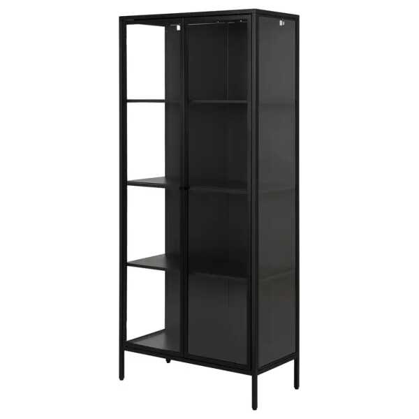 Vitrinenschrank 80 x 180 x 40cm Schwarz