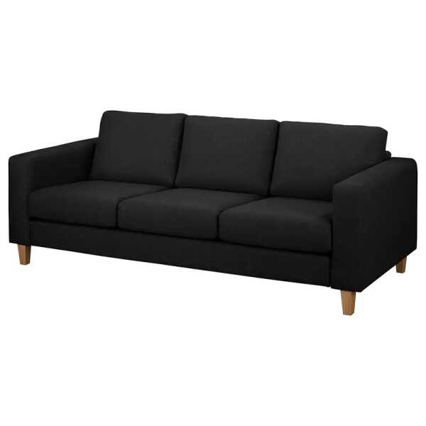 3-Sitzer Sofa Schwarz Webstoff Lark 214 x 86 x 90cm ohne Schlaffunktion Skandi