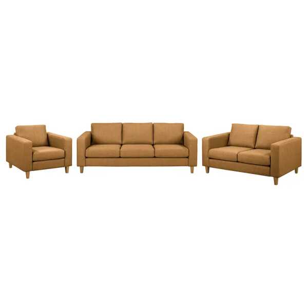 Polstergarnitur 3-2-1 Gelb Webstoff Lark 214 x 86 x 90cm Skandi