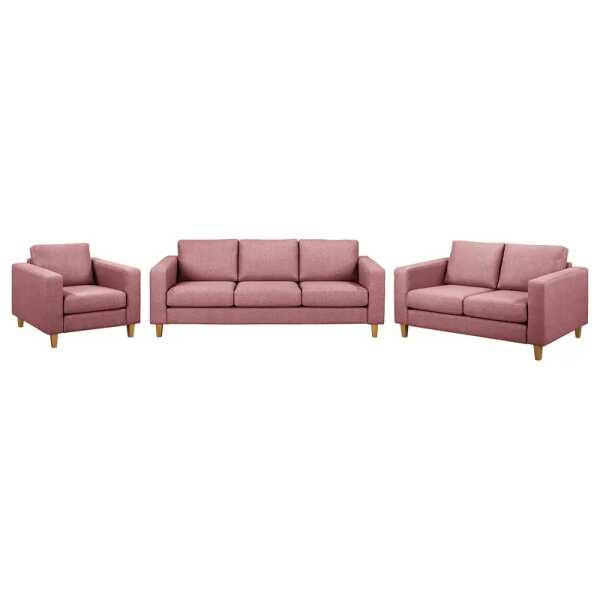 Polstergarnitur 3-2-1 Pink Webstoff Lark 214 x 86 x 90cm Skandi