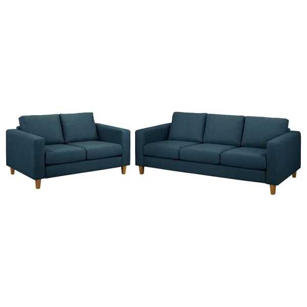 Polstergarnitur 3-2 Blau Webstoff Lark 214 x 86 x 90cm Skandi