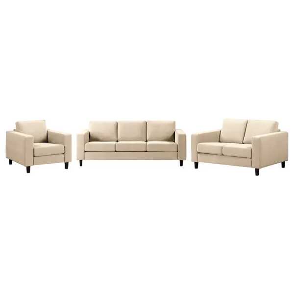 Polstergarnitur 3-2-1 Beige Samt Vaia 214 x 86 x 90cm Skandi