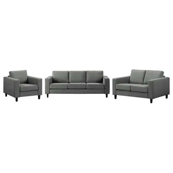 Polstergarnitur 3-2-1 Grau Samt Vaia 214 x 86 x 90cm Skandi