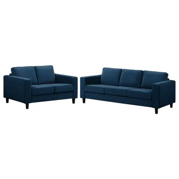Polstergarnitur 3-2 Blau Samt Vaia 214 x 86 x 90cm Skandi