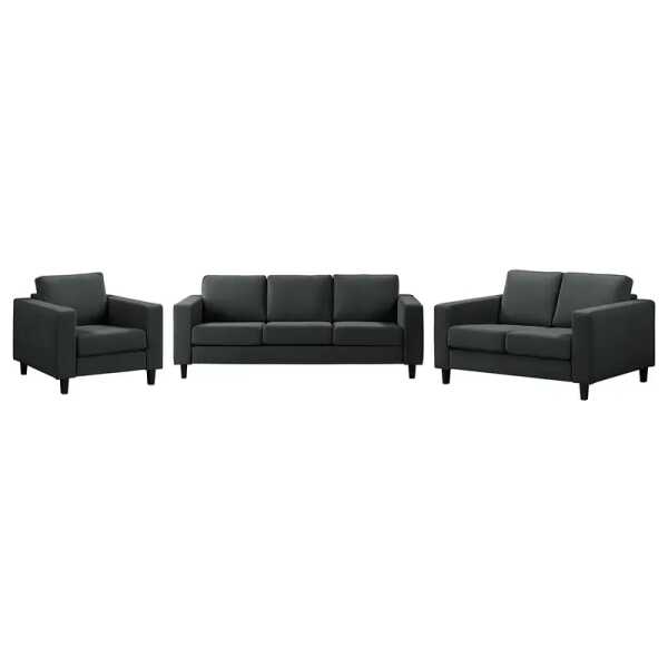 Polstergarnitur 3-2-1 Grau Samt Vaia 214 x 86 x 90cm Skandi