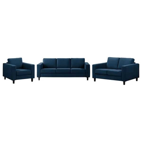 Polstergarnitur 3-2-1 Blau Samt Vaia 214 x 86 x 90cm Skandi