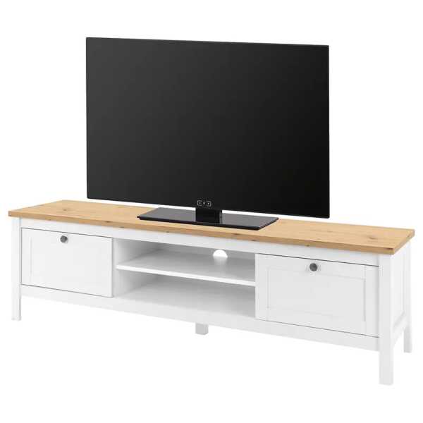TV-Lowboard Deckplatte: Spanplatte, beschichtet Front & Korpus: MDF Mitteldichte Holzfaserplatte , foliert Weiß 160 x 45 x 40cm