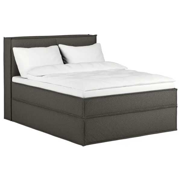 Premium Boxspringbett mit Kopfteil 140 x 200cm Recycelter Strukturstoff Gesa Braun H3 130 cm