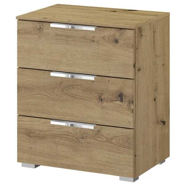 Nachtkommode x3 50cm Braun/Eiche Artisan Dekor Chrom