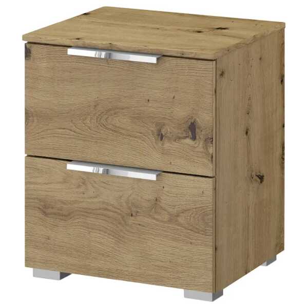 Nachtkommode x2 40cm Braun/Eiche Artisan Dekor Chrom