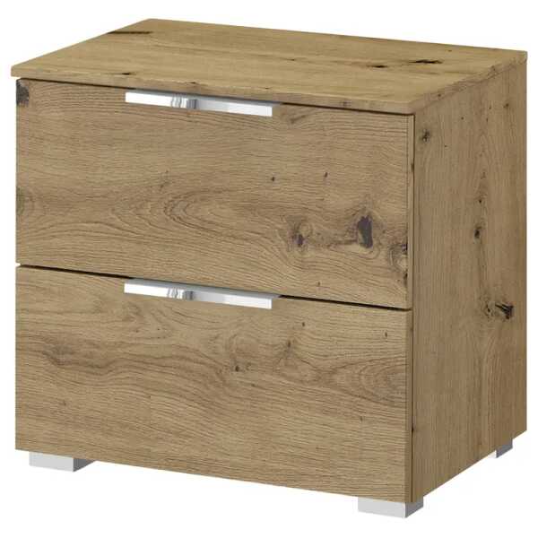 Nachtkommode x2 50cm Braun/Eiche Artisan Dekor Chrom