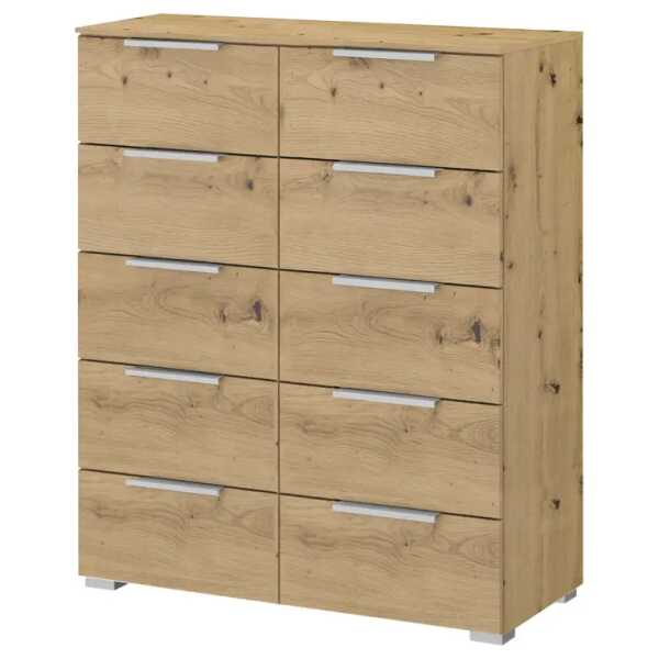 Kommode x10 80 x 100 x 42cm Braun/Eiche Artisan Dekor Aluminium