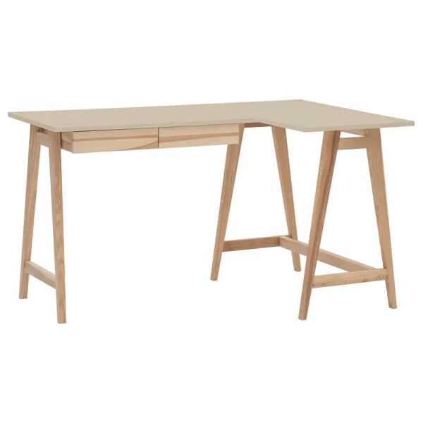 Eckschreibtisch 135cm Schublade links Braun/Sandgrau