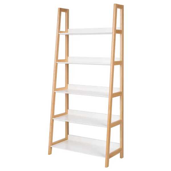 Leiterregal Regalböden: MDF Mitteldichte Holzfaserplatte , lackiert & beschichtet Gestell: Massivholz Eiche, lackiert Weiß/Weiß 80 x 180 x 40cm