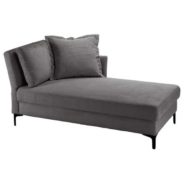 Recamiere Hillarys I Grau Cordstoff Balda 96 x 80 x 220cm Ausrichtung links Skandi
