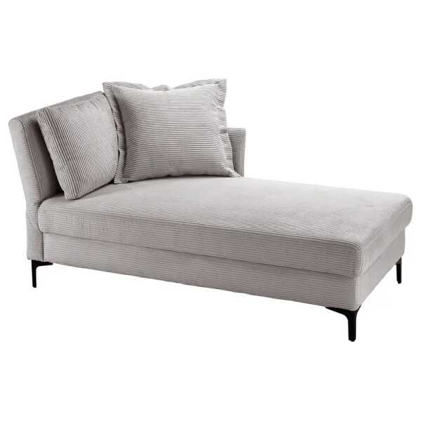 Recamiere Hillarys I Silber Cordstoff Balda 96 x 80 x 220cm Ausrichtung links Skandi