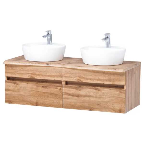 Doppelwaschtisch 121 x 41 x 47cm Braun/Wotaneiche Dekor