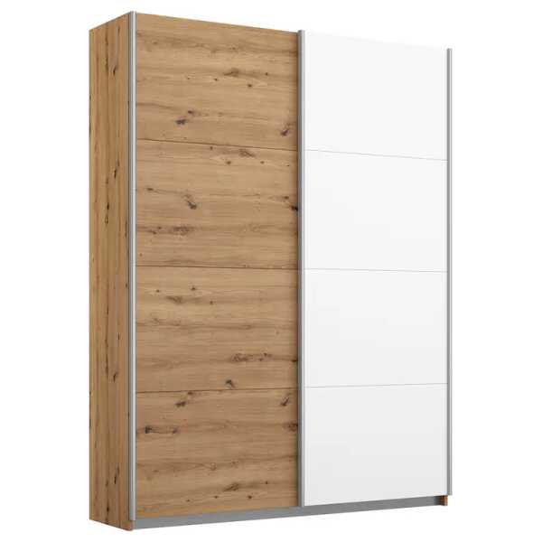 Schwebetürenschrank pure 135cm Braun/Eiche Artisan Dekor/Weiß