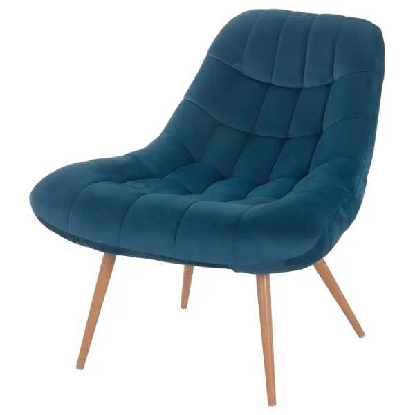 XXL Sessel Obelix Blau/Dunkelblau Samt Braun 76 x 86 x 86cm