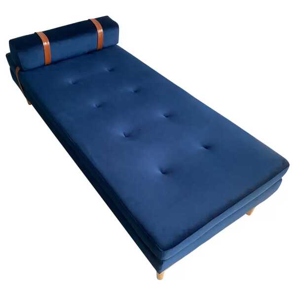 Recamieren Thasos II Blau/Marineblau Samt 180 x 42 x 75cm Keine Funktion Skandi