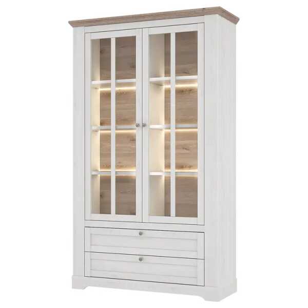 Vitrinenschrank 125 x 210 x 44cm Weiß