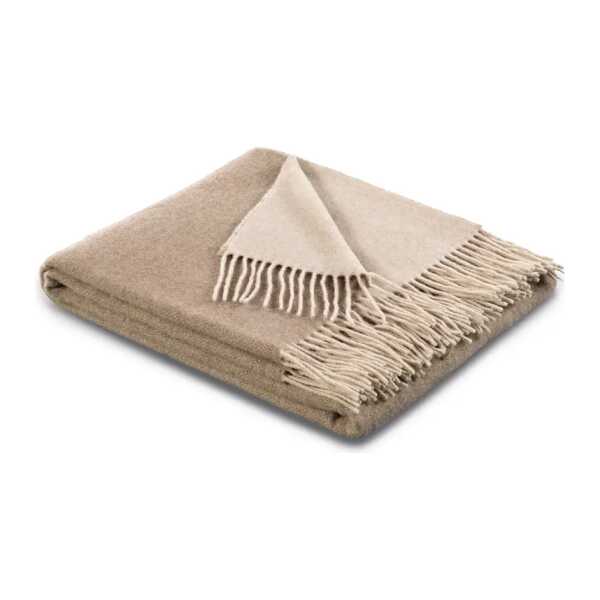 Plaid Cashmere I 150 x 200cm Weiß/Sand Wolle
