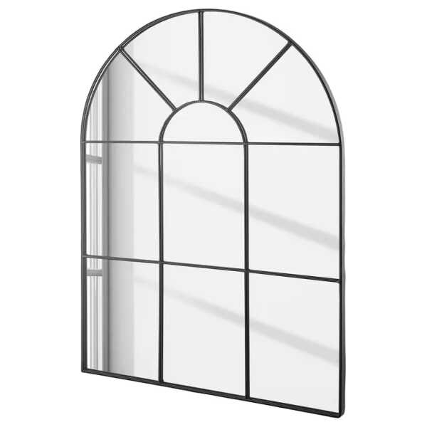 Fensterspiegel 50 x 70cm Schwarz/Schwarz Eisen, lackiert / Glas 50 x 70cm
