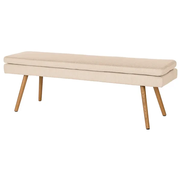 Sitzbank 140 x 48 x 41cm Beige Webstoff Stefka: Beige