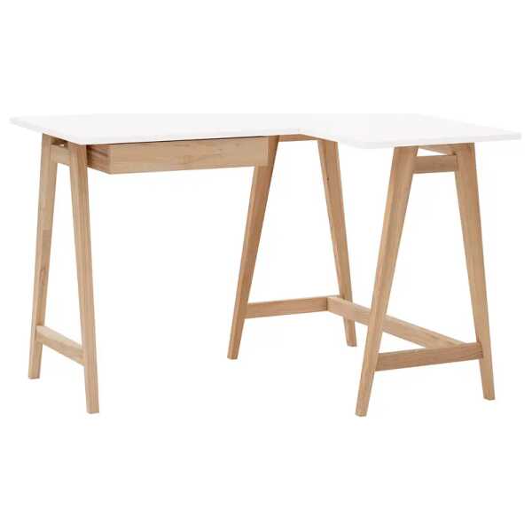 Eckschreibtisch 115cm Schublade links Weiß/Weiß