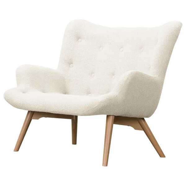 2-Sitzer Sofa Weiß Bouclé Stoff Nola 115 x 90 x 85cm Skandi
