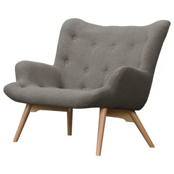 2-Sitzer Sofa Grau Bouclé Stoff Nola 115 x 90 x 85cm Skandi