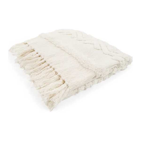 Plaid 170 x 130cm Beige/Beige Baumwollstoff