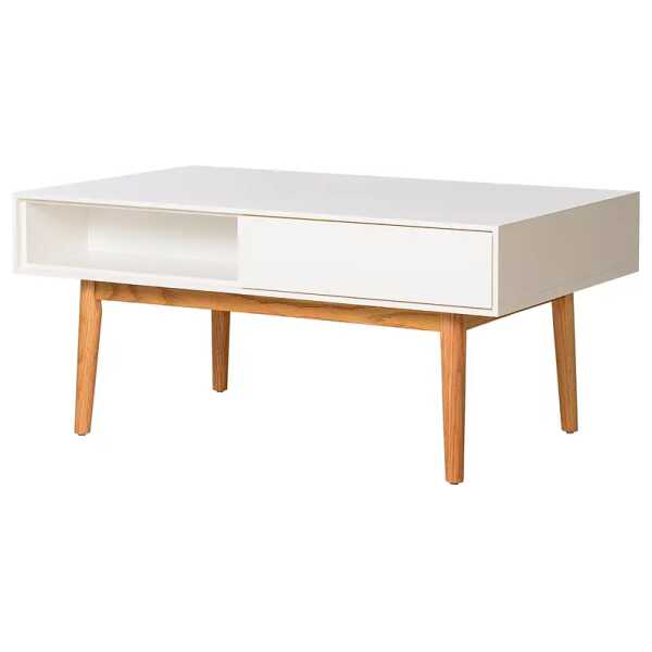 Couchtisch 2 Schubladen 100 x 45 x 60cm Weiß