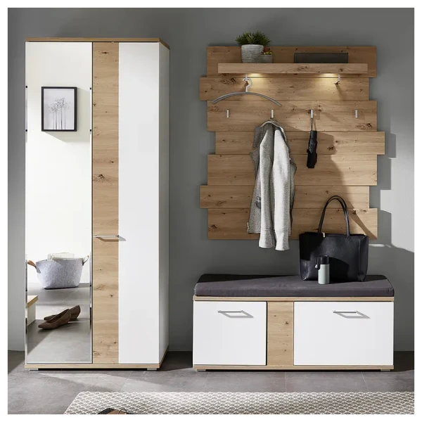 Garderobenset I 3-teilig 200 x 200 x 38cm Weiß