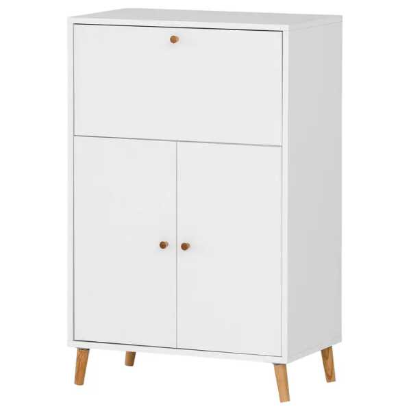 Sekretär 65 x 102 x 39cm Weiß/Weiß