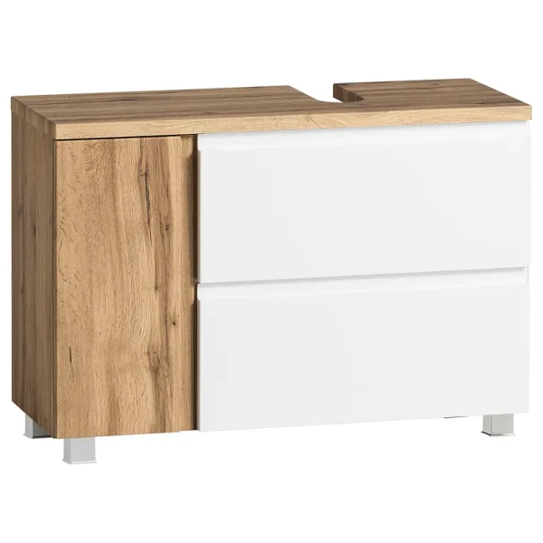 Waschbeckenunterschrank II 85 x 54 x 35cm Ausrichtung rechts Weiß/Matt Weiß