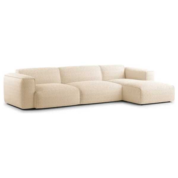 Ecksofa 3-Sitzer mit Longchair Beige Bouclé Stoff Bony 317cm Longchair davorstehend rechts Modern