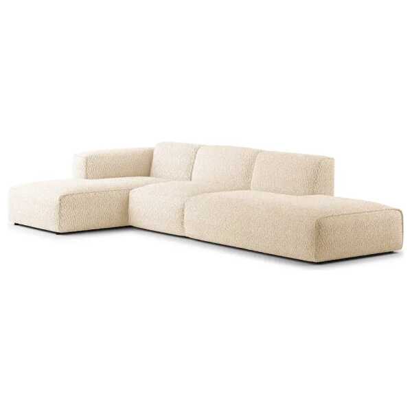 Ecksofa mit Chaiselongue Beige Bouclé Stoff Bony 290 x 71 x 173cm Longchair davorstehend links Modern