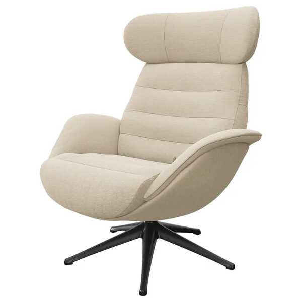 Relaxsessel LESO Beige Webstoff Saia ohne Hocker Schwarz 90 x 107 x 90cm