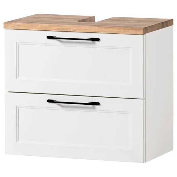 Waschbeckenunterschrank 60 x 54 x 35cm Weiß/Matt Weiß