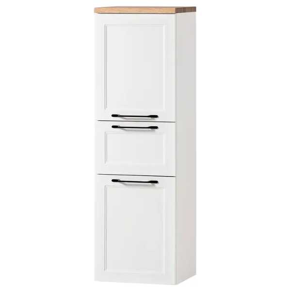 Midischrank 40 x 130 x 35cm Weiß/Matt Weiß