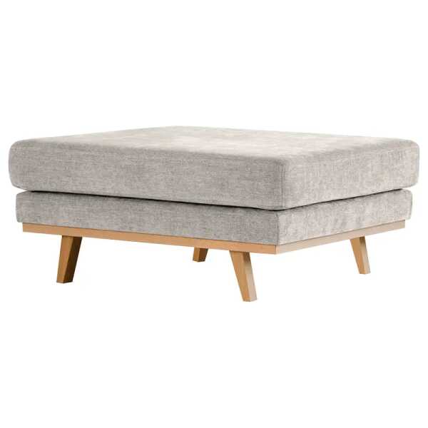 Polsterhocker 85 x 43 x 60cm Grau Buche Hell Webstoff Cieli: Sandgrau