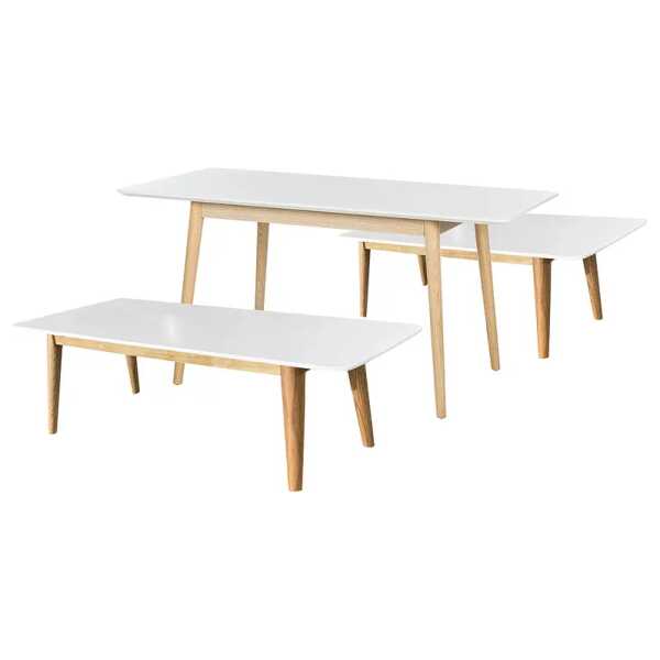 Essgruppe 3-teilig 160cm Weiß