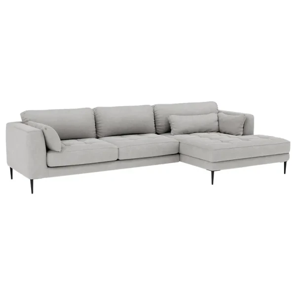 Ecksofa mit Longchair Grau Strukturstoff Kari 275 x 70 x 168cm Longchair davorstehend rechts mit Schlaffunktion Skandi