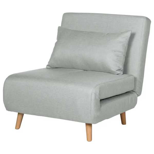 Schlafsessel Grau/Lichtgrau Webstoff Nims Buche Hell 77 x 81 x 90cm