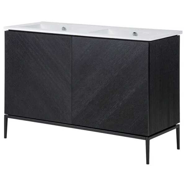 Doppelwaschtisch 120 x 85 x 46cm Schwarz
